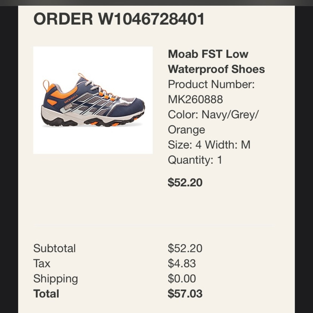 Merrell boys waterproof hiking sneakers